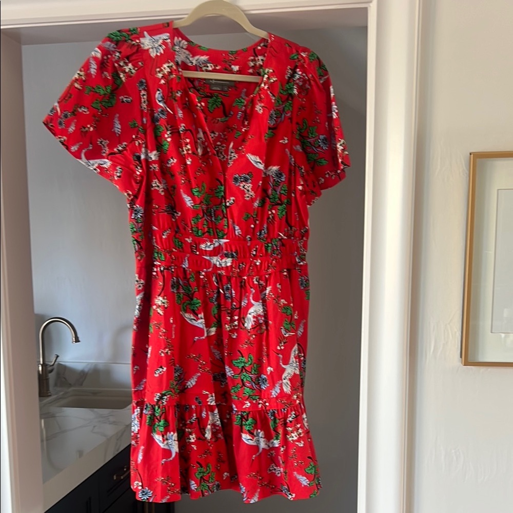 Anthropologie Red Floral Mini Dress